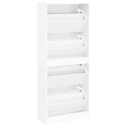 vidaXL Shoe Cabinet White 63x24x147 cm Engineered Wood
