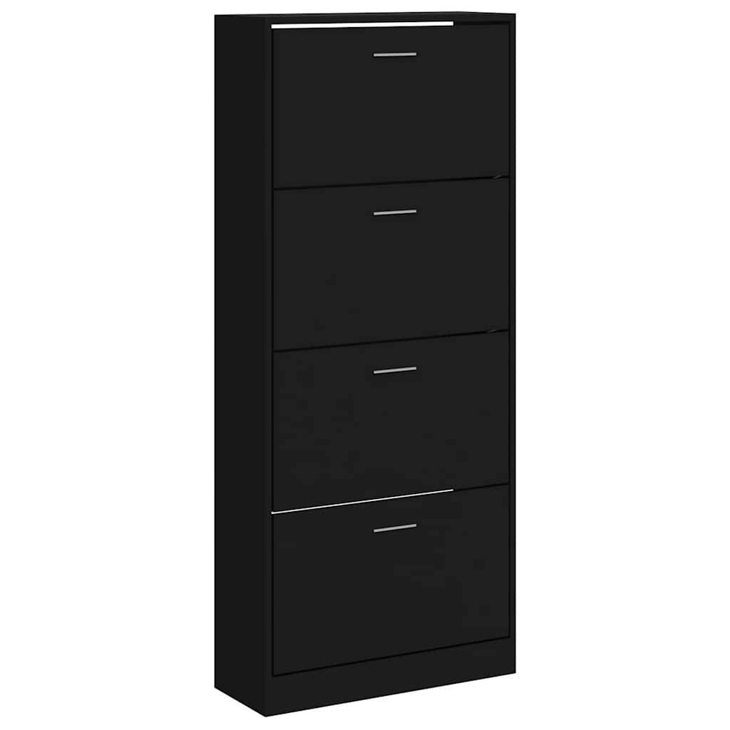 vidaXL Shoe Cabinet Black 63x24x147 cm Engineered Wood