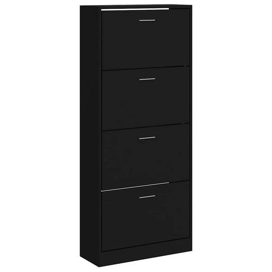 vidaXL Shoe Cabinet Black 63x24x147 cm Engineered Wood