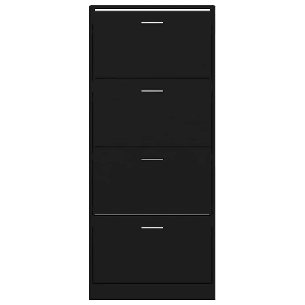 vidaXL Shoe Cabinet Black 63x24x147 cm Engineered Wood