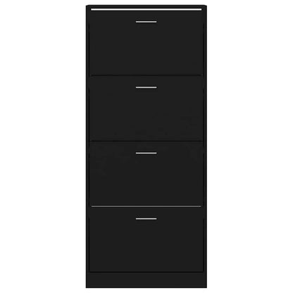 vidaXL Shoe Cabinet Black 63x24x147 cm Engineered Wood