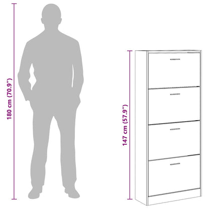vidaXL Shoe Cabinet Black 63x24x147 cm Engineered Wood
