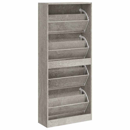 vidaXL Shoe Cabinet Concrete Grey 63x24x147 cm Engineered Wood