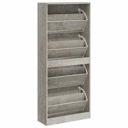 vidaXL Shoe Cabinet Concrete Grey 63x24x147 cm Engineered Wood