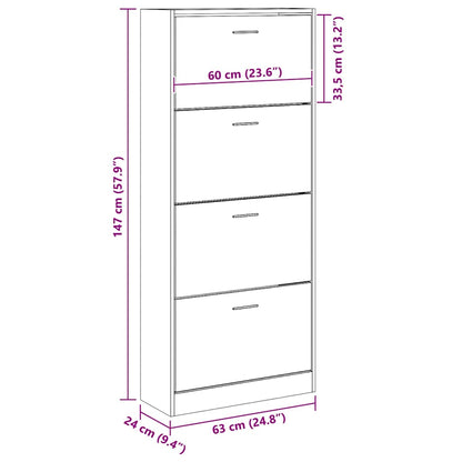 vidaXL Shoe Cabinet Concrete Grey 63x24x147 cm Engineered Wood