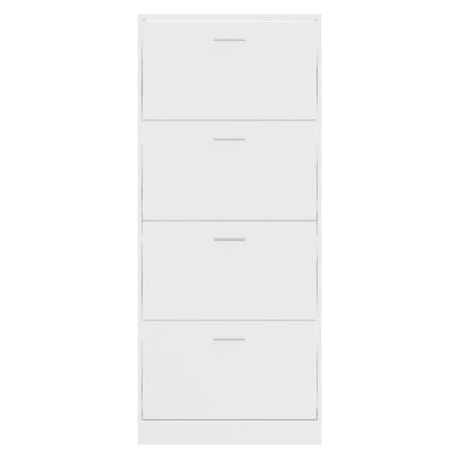 vidaXL Shoe Cabinet High Gloss White 63x24x147 cm Engineered Wood