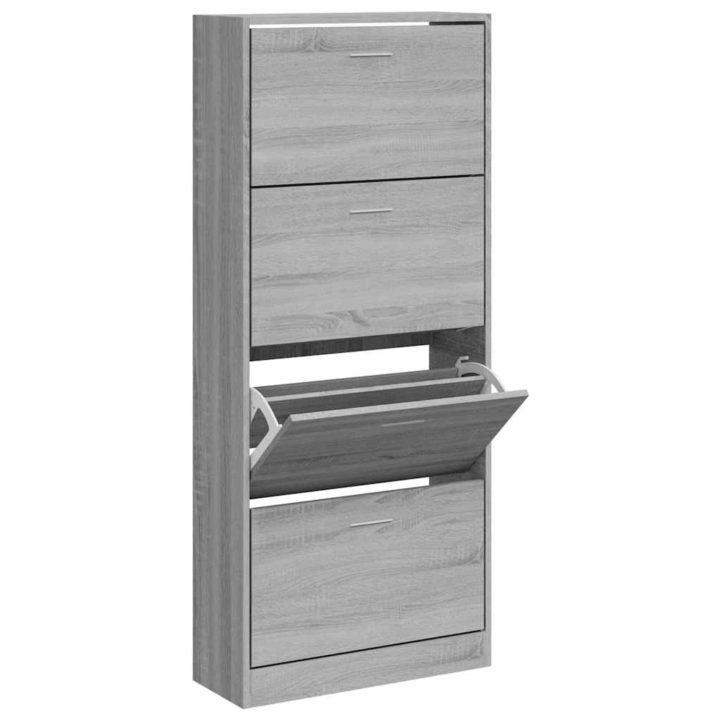 vidaXL Shoe Cabinet Grey Sonoma 63x24x147 cm Engineered Wood