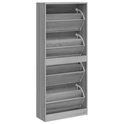 vidaXL Shoe Cabinet Grey Sonoma 63x24x147 cm Engineered Wood