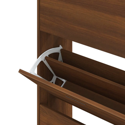 vidaXL Shoe Cabinet Brown Oak 63x24x147 cm Engineered Wood