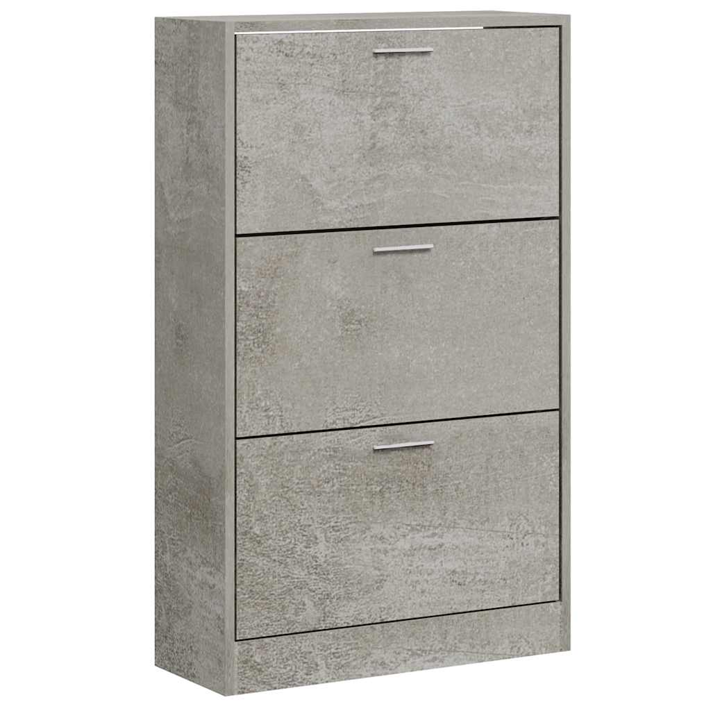 vidaXL Shoe Cabinet Concrete Grey 63x24x103 cm Engineered Wood