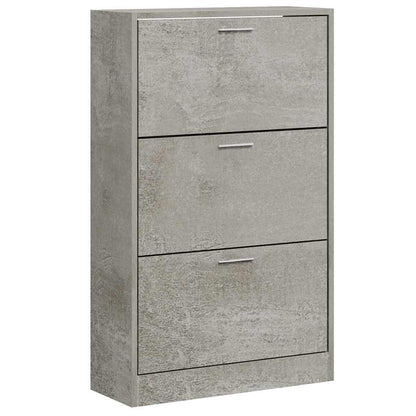 vidaXL Shoe Cabinet Concrete Grey 63x24x103 cm Engineered Wood