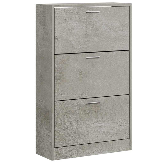 vidaXL Shoe Cabinet Concrete Grey 63x24x103 cm Engineered Wood