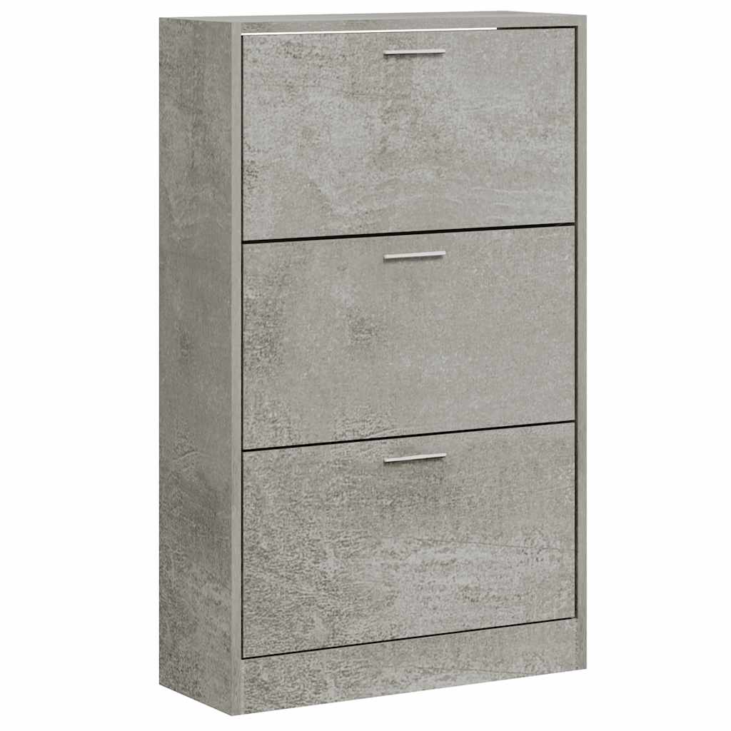 vidaXL Shoe Cabinet Concrete Grey 63x24x103 cm Engineered Wood