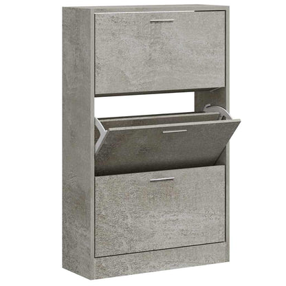 vidaXL Shoe Cabinet Concrete Grey 63x24x103 cm Engineered Wood