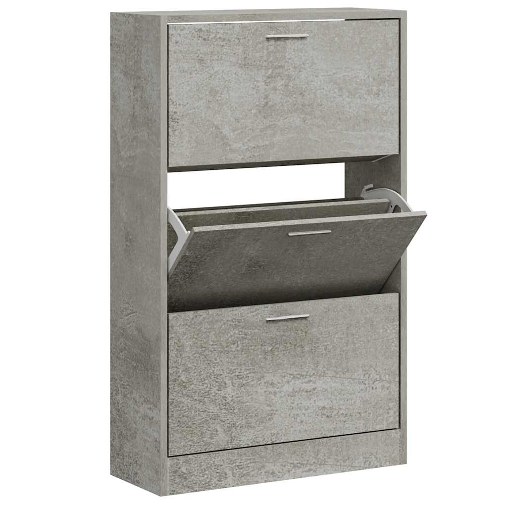 vidaXL Shoe Cabinet Concrete Grey 63x24x103 cm Engineered Wood