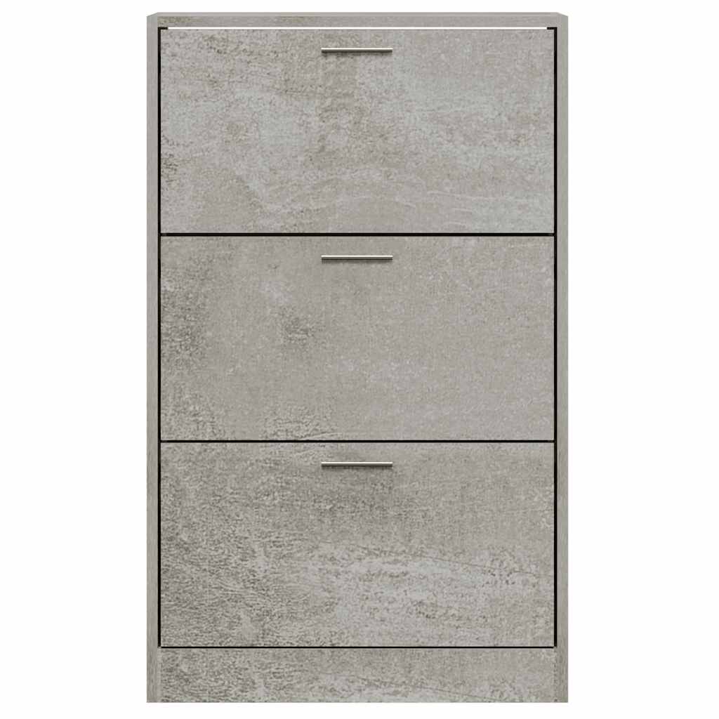 vidaXL Shoe Cabinet Concrete Grey 63x24x103 cm Engineered Wood