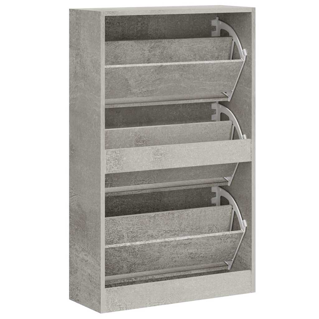 vidaXL Shoe Cabinet Concrete Grey 63x24x103 cm Engineered Wood