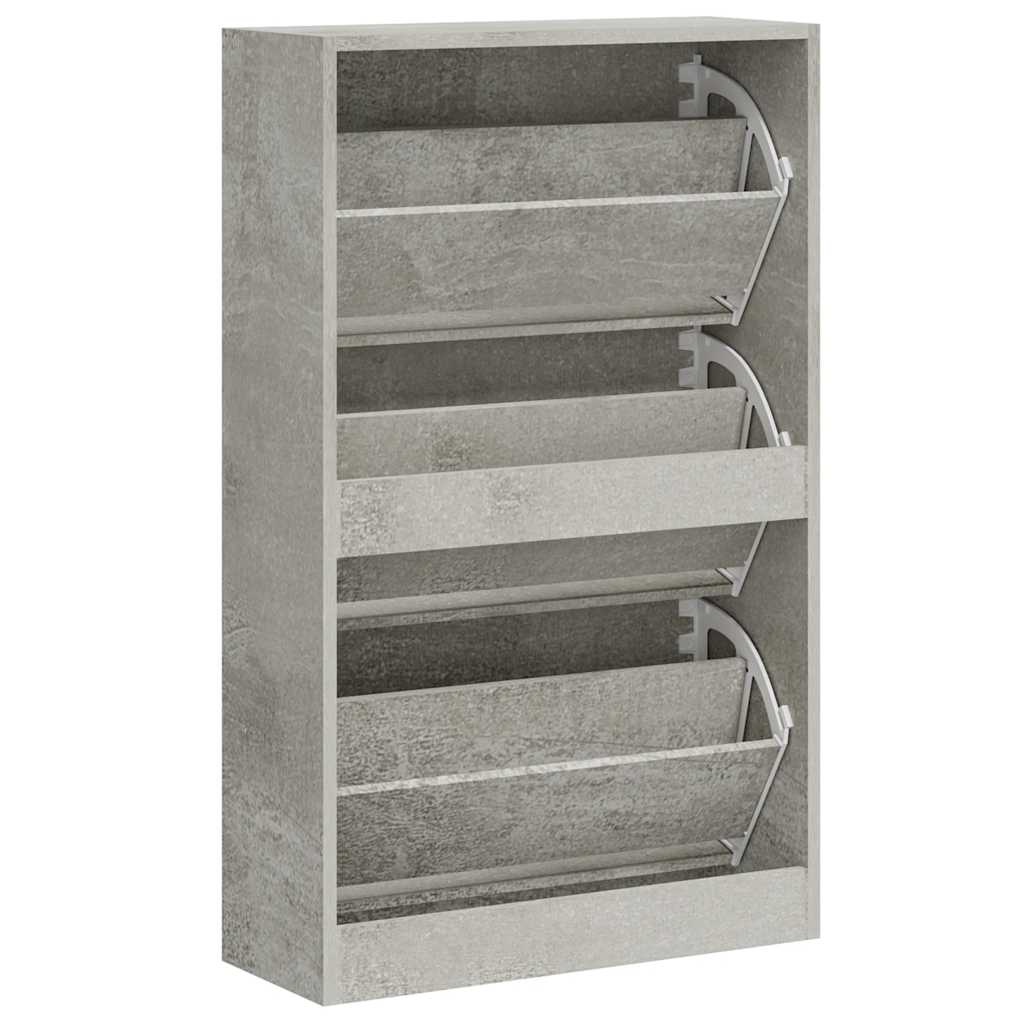 vidaXL Shoe Cabinet Concrete Grey 63x24x103 cm Engineered Wood