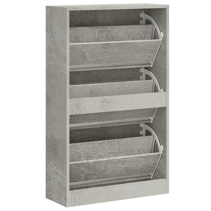 vidaXL Shoe Cabinet Concrete Grey 63x24x103 cm Engineered Wood