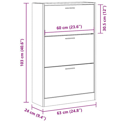 vidaXL Shoe Cabinet Concrete Grey 63x24x103 cm Engineered Wood
