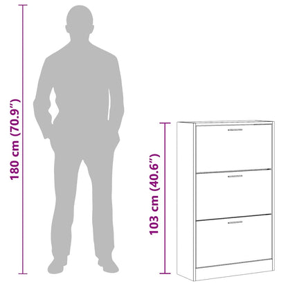 vidaXL Shoe Cabinet Concrete Grey 63x24x103 cm Engineered Wood