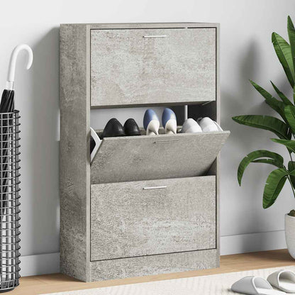 vidaXL Shoe Cabinet Concrete Grey 63x24x103 cm Engineered Wood