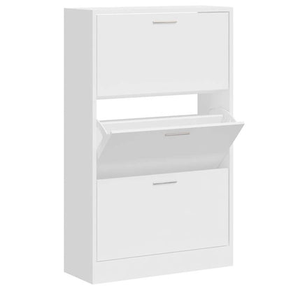 vidaXL Shoe Cabinet High Gloss White 63x24x103 cm Engineered Wood