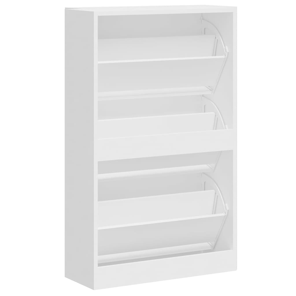 vidaXL Shoe Cabinet High Gloss White 63x24x103 cm Engineered Wood