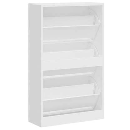 vidaXL Shoe Cabinet High Gloss White 63x24x103 cm Engineered Wood