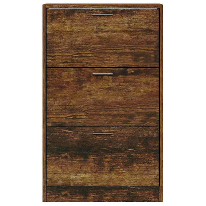 vidaXL Shoe Cabinet Smoked Oak 63x24x103 cm Engineered Wood