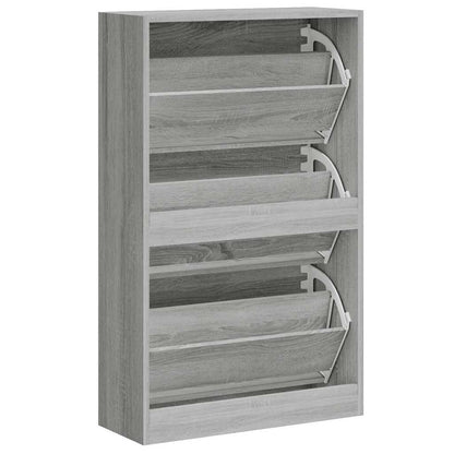 vidaXL Shoe Cabinet Grey Sonoma 63x24x103 cm Engineered Wood