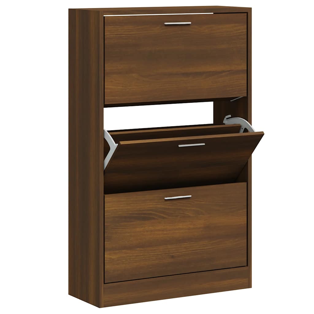 vidaXL Shoe Cabinet Brown Oak 63x24x103 cm Engineered Wood
