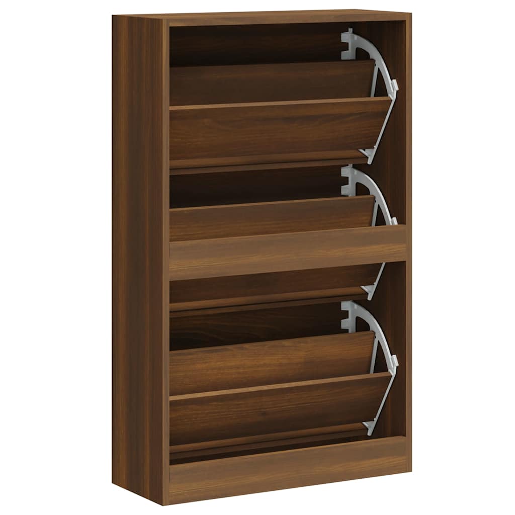 vidaXL Shoe Cabinet Brown Oak 63x24x103 cm Engineered Wood