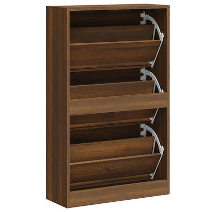 vidaXL Shoe Cabinet Brown Oak 63x24x103 cm Engineered Wood