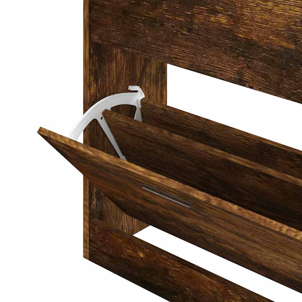 vidaXL Shoe Cabinet Smoked Oak 63x24x81 cm Engineered Wood