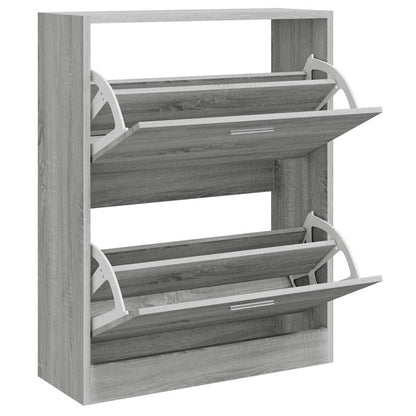 vidaXL Shoe Cabinet Grey Sonoma 63x24x81 cm Engineered Wood