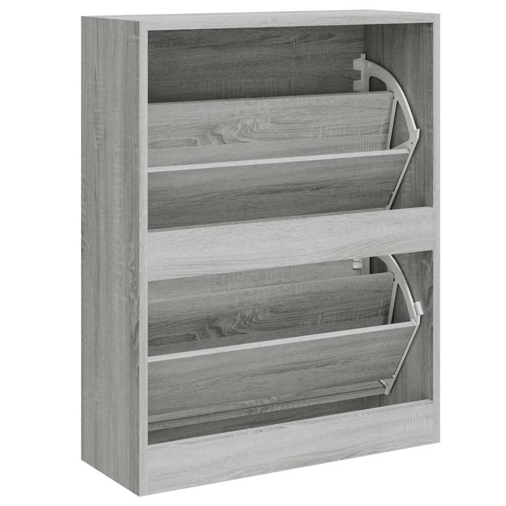 vidaXL Shoe Cabinet Grey Sonoma 63x24x81 cm Engineered Wood