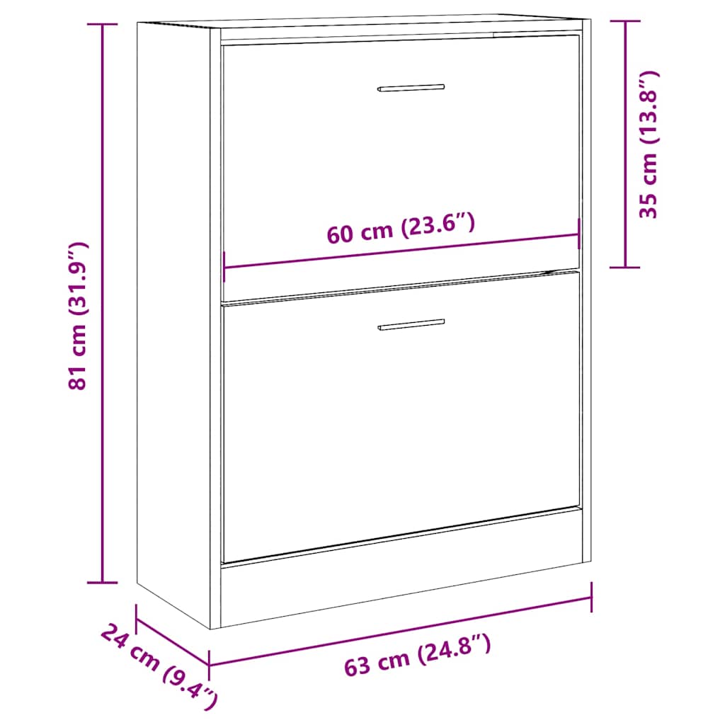 vidaXL Shoe Cabinet Grey Sonoma 63x24x81 cm Engineered Wood
