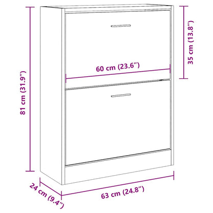 vidaXL Shoe Cabinet Grey Sonoma 63x24x81 cm Engineered Wood