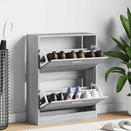vidaXL Shoe Cabinet Grey Sonoma 63x24x81 cm Engineered Wood