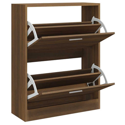 vidaXL Shoe Cabinet Brown Oak 63x24x81 cm Engineered Wood