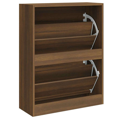 vidaXL Shoe Cabinet Brown Oak 63x24x81 cm Engineered Wood