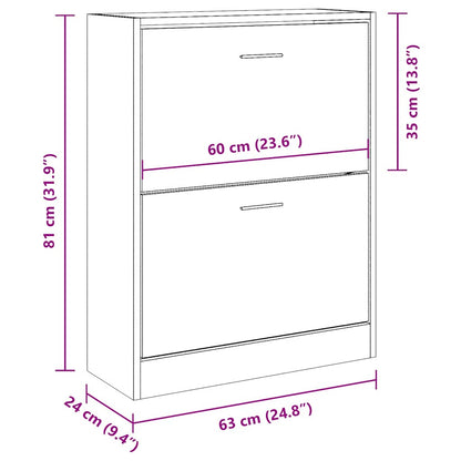 vidaXL Shoe Cabinet Brown Oak 63x24x81 cm Engineered Wood