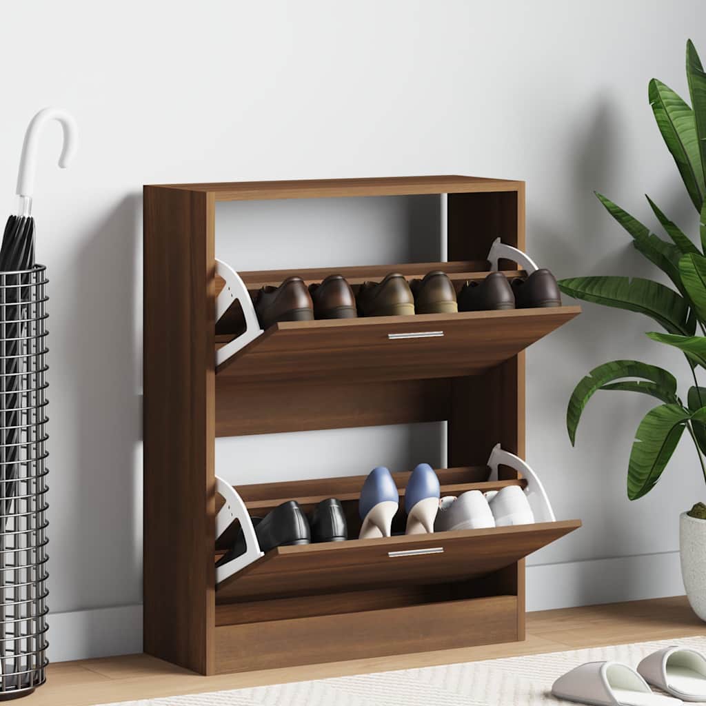 vidaXL Shoe Cabinet Brown Oak 63x24x81 cm Engineered Wood