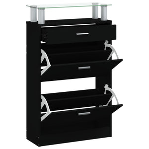 vidaXL Shoe Cabinet Black 63x24x104 cm Engineered Wood