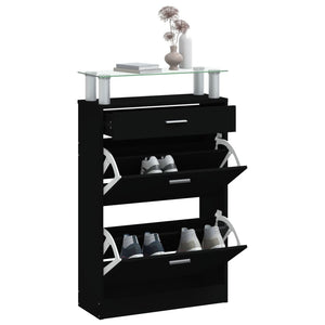 vidaXL Shoe Cabinet Black 63x24x104 cm Engineered Wood