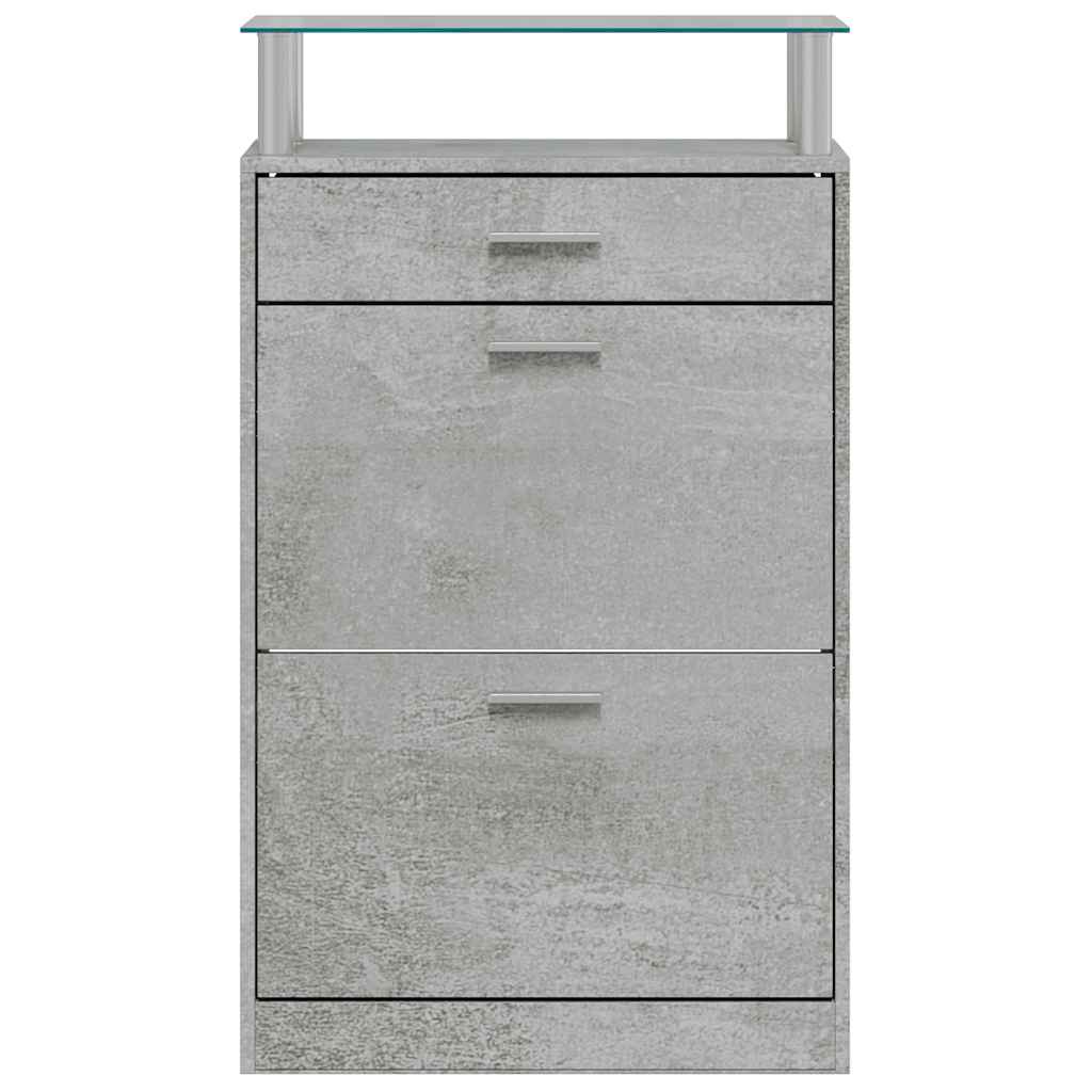 vidaXL Shoe Cabinet Concrete Grey 63x24x104 cm Engineered Wood
