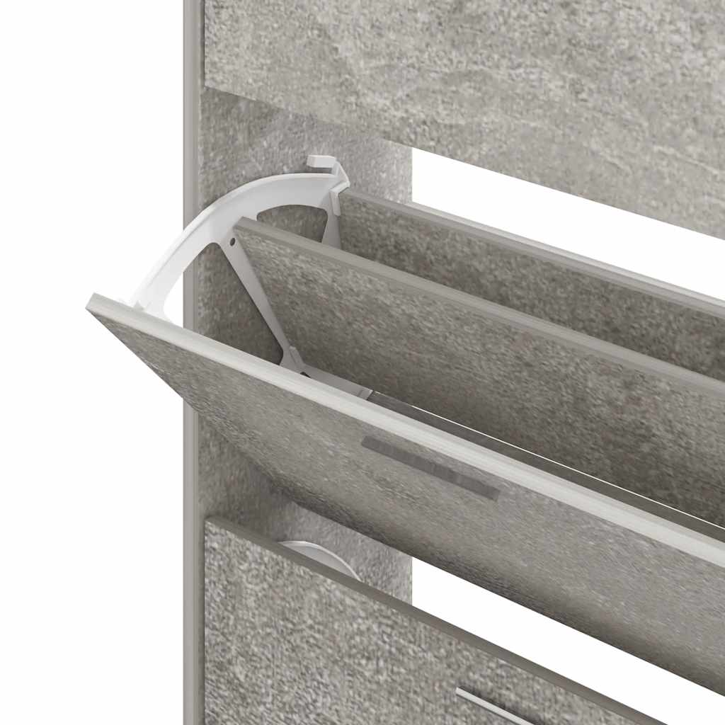 vidaXL Shoe Cabinet Concrete Grey 63x24x104 cm Engineered Wood