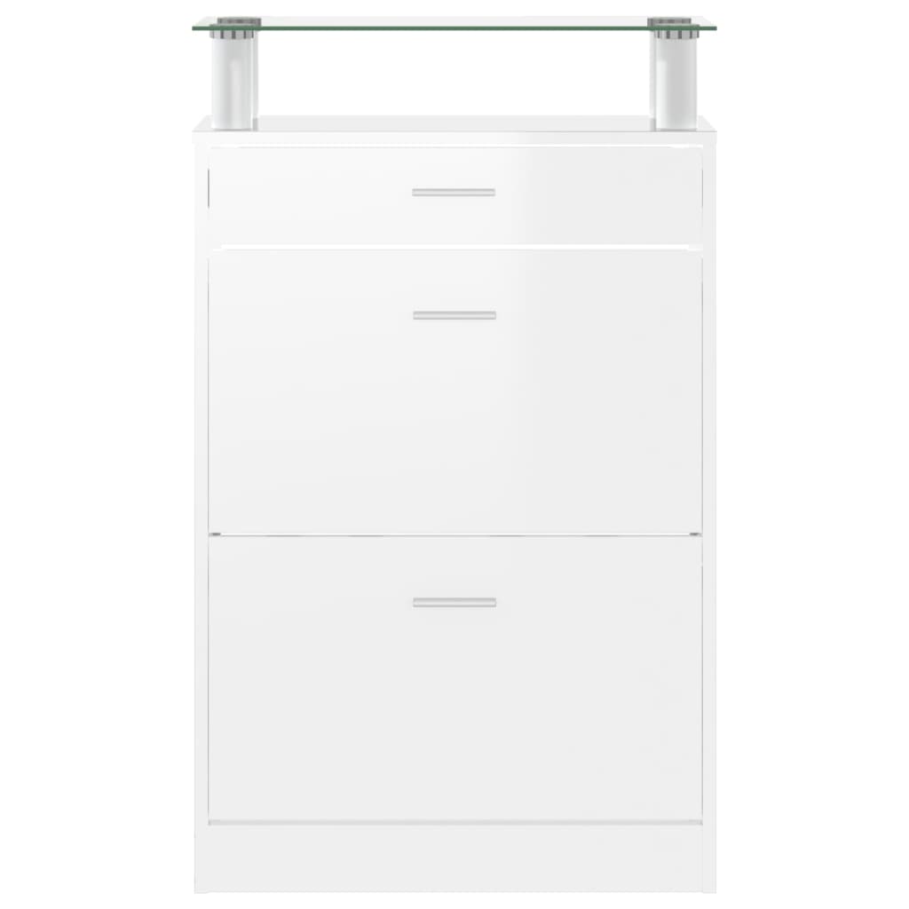 vidaXL Shoe Cabinet High Gloss White 63x24x104 cm Engineered Wood