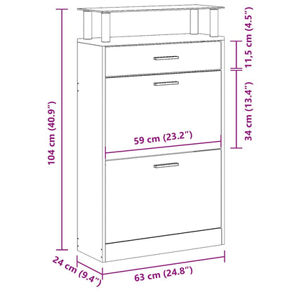 vidaXL Shoe Cabinet Smoked Oak 63x24x104 cm Engineered Wood